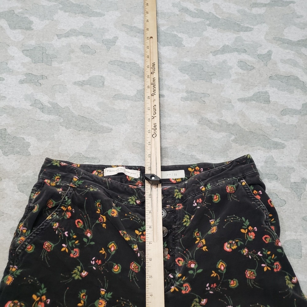 Pilcro And The Letter Press Pants Womens 31 Black Corduroy Floral Wide Leg - Picture 5 of 10